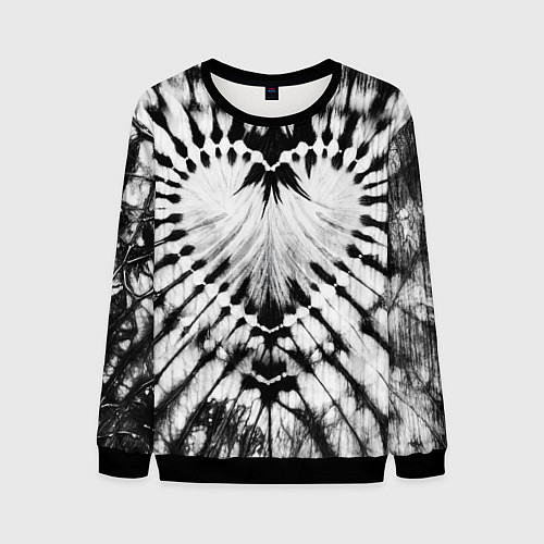 Мужской свитшот Абстрактное сердце - черно-белый тай-дай / 3D-Черный – фото 1