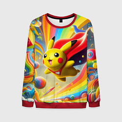 Свитшот мужской Super Pikachu - ai art fantasy, цвет: 3D-красный