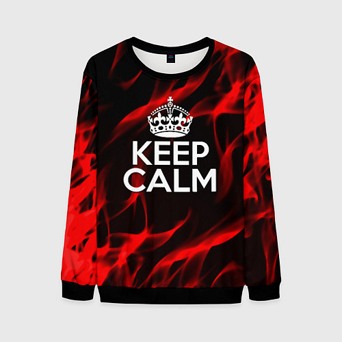 Мужской свитшот Keep calm flame red / 3D-Черный – фото 1
