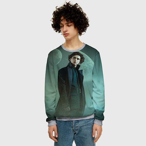 Мужской свитшот Timothee Chalamet in the desert / 3D-Меланж – фото 3