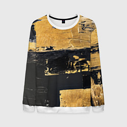 Свитшот мужской Абстракция черная и коричневая краска, цвет: 3D-белый