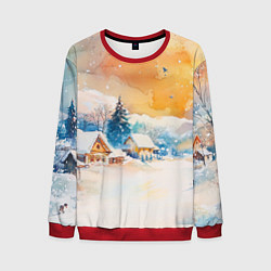 Мужской свитшот Деревенский новогодний пейзаж
