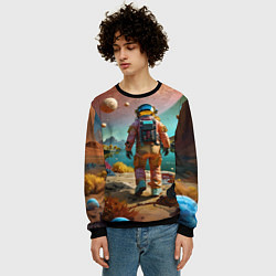 Свитшот мужской Астронавт на красочной планете, цвет: 3D-черный — фото 2