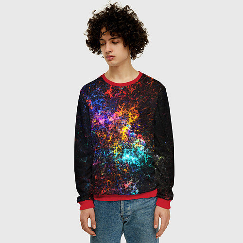 Мужской свитшот Космические краски текстура / 3D-Красный – фото 3