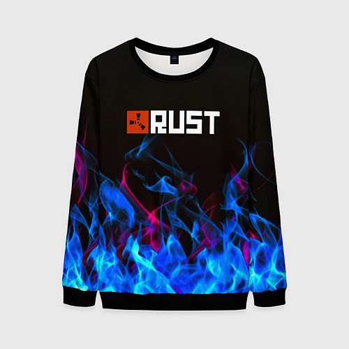 Мужской свитшот Rust neon flame / 3D-Черный – фото 1