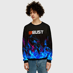 Свитшот мужской Rust neon flame, цвет: 3D-черный — фото 2