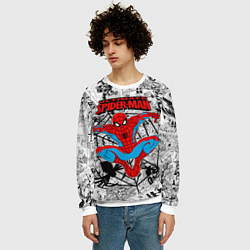 Свитшот мужской Человек паук комиксы, цвет: 3D-белый — фото 2