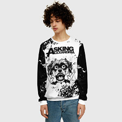 Свитшот мужской Asking Alexandria - рок пес, цвет: 3D-белый — фото 2