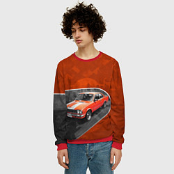 Свитшот мужской Оранжевый ретроавтомобиль, цвет: 3D-красный — фото 2