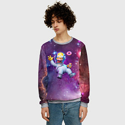 Свитшот мужской Homer Simpson in space - ai art, цвет: 3D-меланж — фото 2