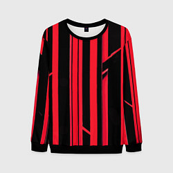 Свитшот мужской Толстые красные полосы на чёрном фоне, цвет: 3D-черный