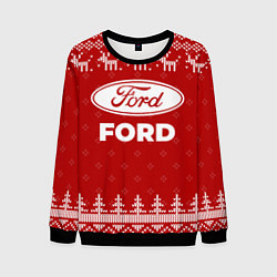 Свитшот мужской Новогодний Ford с оленями, цвет: 3D-черный