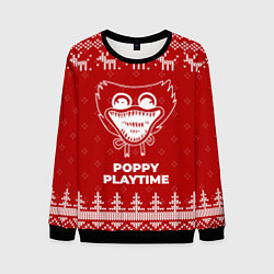 Свитшот мужской Новогодний Poppy Playtime с оленями, цвет: 3D-черный