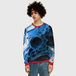 Свитшот мужской Сине-белая абстрактная структура, цвет: 3D-красный — фото 2