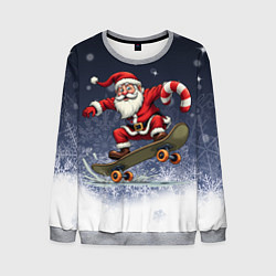 Свитшот мужской Санта катается на скейте, цвет: 3D-меланж