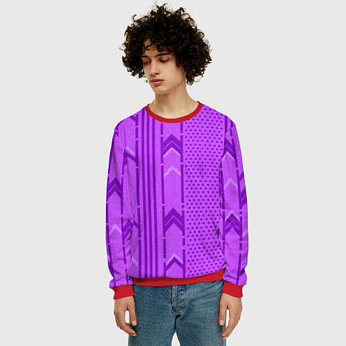 Мужской свитшот Закулисье фиолетовые обои / 3D-Красный – фото 3