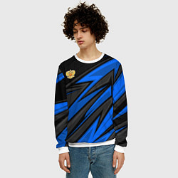 Свитшот мужской Российский герб - Синий спорт, цвет: 3D-белый — фото 2