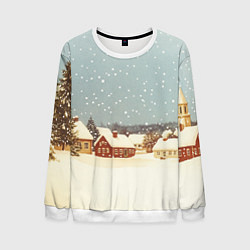 Мужской свитшот Дома и снежное небо
