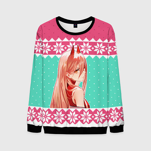 Мужской свитшот Новогодний свитер Пауэр из Человек-бензопила / 3D-Черный – фото 1