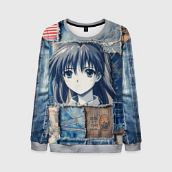 Мужской свитшот Героиня аниме на пэчворк