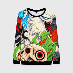 Свитшот мужской Японские ужастики, цвет: 3D-черный