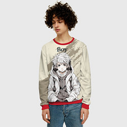 Свитшот мужской Парень в толстовке, цвет: 3D-красный — фото 2