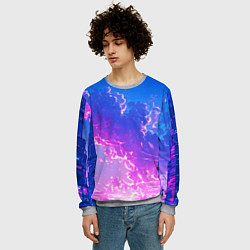 Свитшот мужской Розовые тучи на голубом небе киберпанк, цвет: 3D-меланж — фото 2