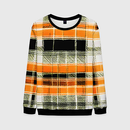 Мужской свитшот Белые полосы на чёрно-жёлтом фоне / 3D-Черный – фото 1