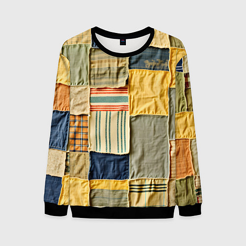 Мужской свитшот Пэчворк в желтых оттенках / 3D-Черный – фото 1