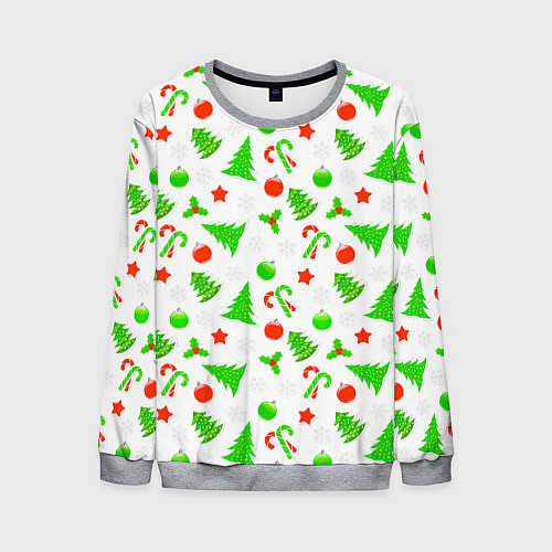 Мужской свитшот Новогодний ёлочный паттерн / 3D-Меланж – фото 1