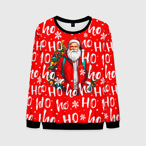 Мужской свитшот Дед мороз хо хо / 3D-Черный – фото 1