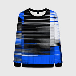 Свитшот мужской Белые вертикальные полосы на чёрно-синем фоне, цвет: 3D-черный