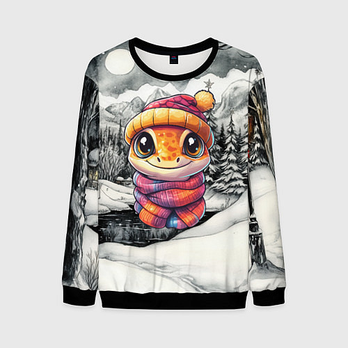 Мужской свитшот Забавная милая змейка 2025 / 3D-Черный – фото 1