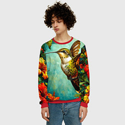 Свитшот мужской Колибри в природе, цвет: 3D-красный — фото 2