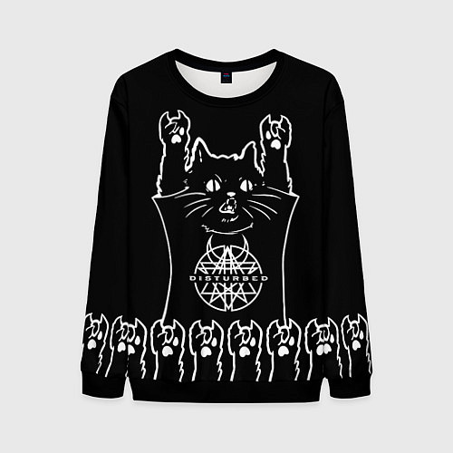 Мужской свитшот Disturbed: cat rock / 3D-Черный – фото 1