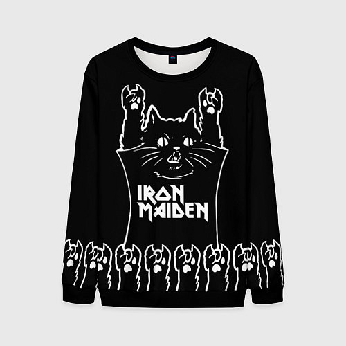 Мужской свитшот Iron Maiden: cat rock / 3D-Черный – фото 1