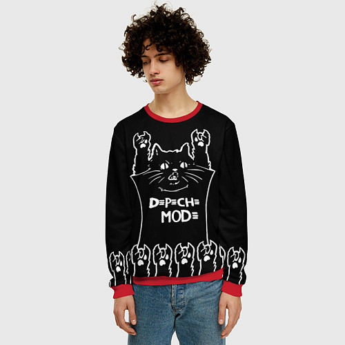 Мужской свитшот Depeche Mode: cat rock / 3D-Красный – фото 3