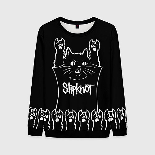 Мужской свитшот Slipknot: cat rock / 3D-Черный – фото 1