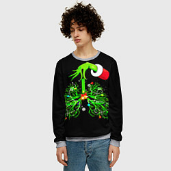 Свитшот мужской Гринч похищает сердца, цвет: 3D-меланж — фото 2
