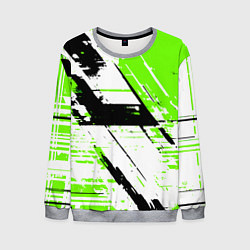 Свитшот мужской Diagonal black and green stripes on a white backgr, цвет: 3D-меланж