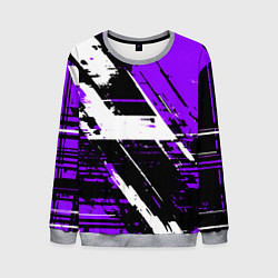 Свитшот мужской Diagonal black and white stripes on a purple backg, цвет: 3D-меланж