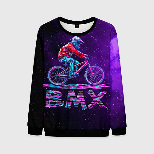 Мужской свитшот BMXер в космосе / 3D-Черный – фото 1