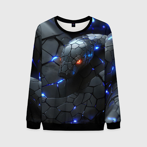 Мужской свитшот Змея киберпанк / 3D-Черный – фото 1