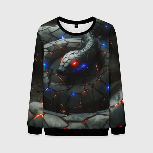 Мужской свитшот Змея в стиле киберпанк / 3D-Черный – фото 1