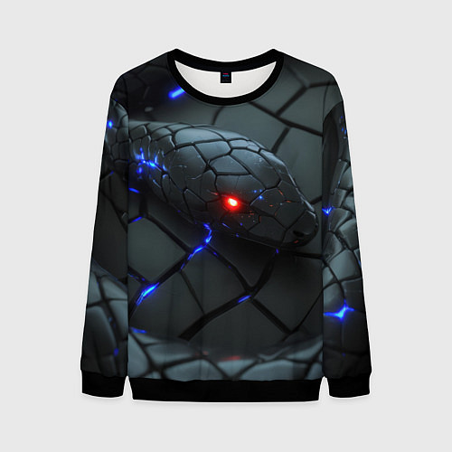 Мужской свитшот Металлическая неоновая змея / 3D-Черный – фото 1