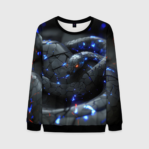Мужской свитшот Металлическая змея киберпанк / 3D-Черный – фото 1