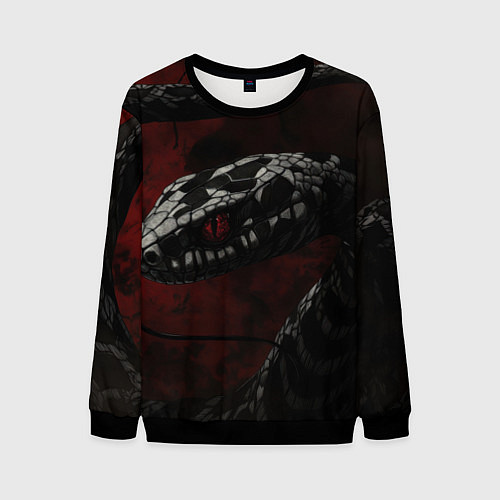 Мужской свитшот Черно-красная кибер змея / 3D-Черный – фото 1