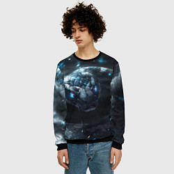 Свитшот мужской Кибер змея со светящимся глазами, цвет: 3D-черный — фото 2