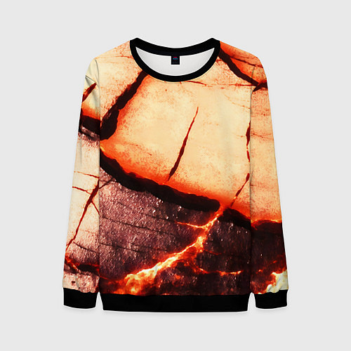 Мужской свитшот Трещины на абстрактном красном фоне / 3D-Черный – фото 1