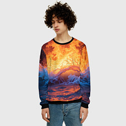 Свитшот мужской Стихия огня и воды, цвет: 3D-черный — фото 2